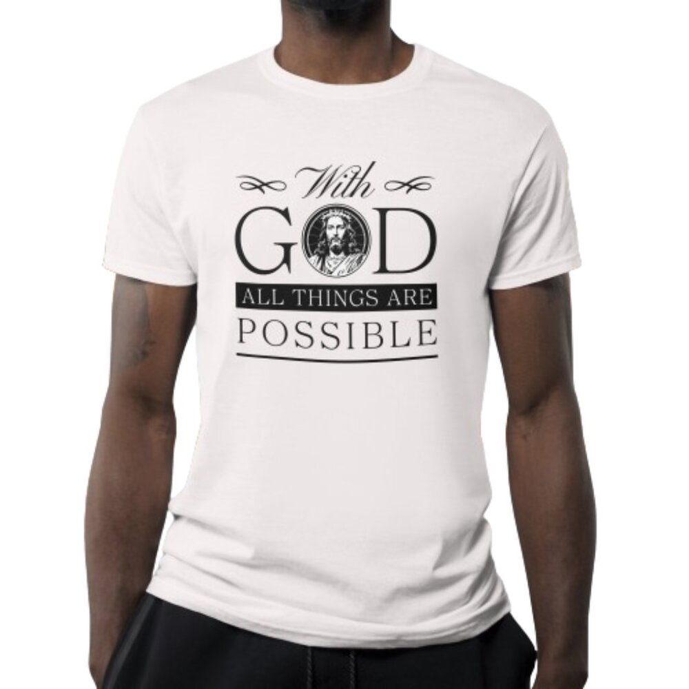 With God All Things Are Possible Shirt Top Christian Religious Jesus Chr…